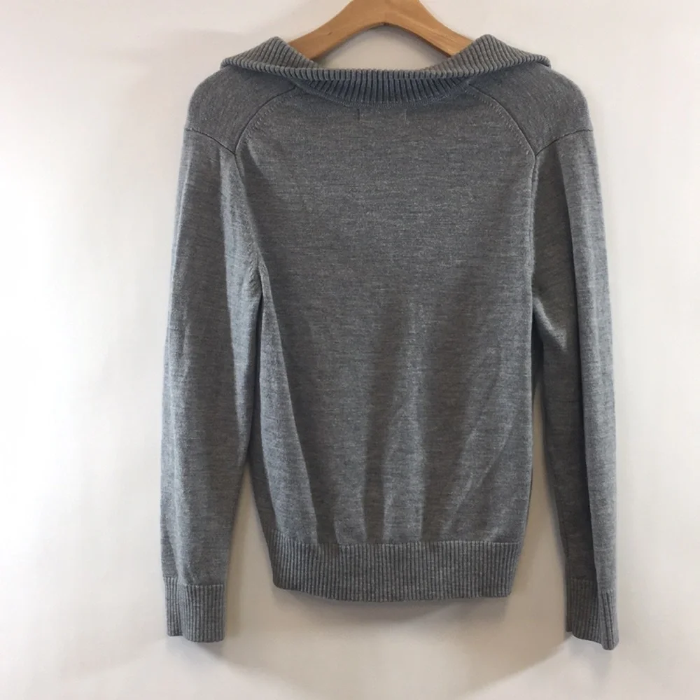 Banana Republic Gray Knit Extra‎ Fine Merino Wool Sweater Mens Medium Preppy